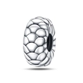 Silver dragon scale pattern bead charm in polished finish for DIY jewelry bracelets - Dragon Scale Safety Buckle (PAC868)