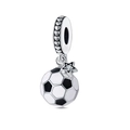 Detailed close-up of a soccer charm with heart-patterned bail and sparkling star accent - Soccer Ball Pendant