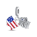 Nahaufnahme von US-Flaggen-Anhänger und Adler mit Zirkonia-Öse für DIY-Armbänder und Schmuck - Amerikanischer Adler (PAC967)