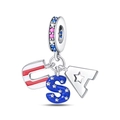 Detaillierter USA Flaggen Anhänger mit roten Streifen und blauen Sternen für Schmuck - USA Trio-Set (PAC969)