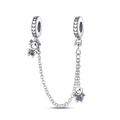 Cadena de seguridad para pulseras con anillos de corazón y dijes de niñas púrpuras - Cadena de Seguridad Hermanas (PAC789)