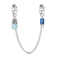Baroque safety chain charm with star engraving, blue glass bulb and lightning bolt pendant - Light Bulb Safety Chain (PAC1571)