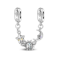 Dettaglio della catena di sicurezza argento con pendenti sole luna stella e smalto - Catena di Sicurezza Volto Sole Luna Stelle