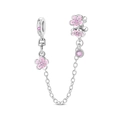 Dettaglio macro della catena di sicurezza a fiori di ciliegio con zirconi rosa - Catena Di Sicurezza Fiori