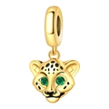 Golden leopard charm with green eyes and black spots for jewelry bracelets - Leopard Style (OTC1124)