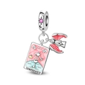 Macro detail of Temperance tarot card charm with red wings and pink zircon crystal - Temperance Tarot Charm (PAC1822)