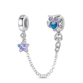 Catena di sicurezza gufo e stella con cristalli blu e viola per braccialetti DIY - Catena di Sicurezza Gufo di Notte