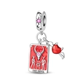 Detailed tarot charm with The Devil red enamel and winged heart for DIY jewelry - The Devil Tarot Charm (PAC1820)