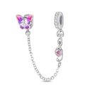 Catena di sicurezza farfalla in argento con smalto viola e cristalli pavé per bracciali - Catena di Sicurezza Farfalla Nota Musicale