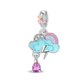 Détail du pendentif nuage éclair en argent avec émail arc-en-ciel et pierre violette - Pendentif Arc-en-ciel Après la Pluie (PAC1696)