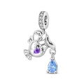 Silver wine pitcher charm bead with purple enamel star and blue teardrop zircon - Wine Pot Style (PAC1700)
