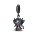 Detalle de un dije de dragón negro con esmalte colorido para pulseras de cuentas - Colgante Pequeño Dragón Negro