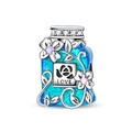 Macro detail of a blue perfume bottle charm with LOVE engraving and crystal accents - Blue Phantom Perfume Bottle Style (PAC1760)