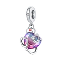 Silver nurse hat and stethoscope charm with purple heart crystal for charm bracelets - Nurse Stethoscope Gradient Heart Pendant (OTC1016)
