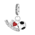 Silver I Love Football charm pendant with red heart and miniature soccer ball charm - I Love Football Pendant (OTC1316)