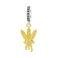 Wheat ear charm pendant in gold and silver finish with sparkling zircon bow detail - Wheat Ear Pendant (OTC1407)