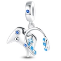 Pendentif manette et casque en argent avec zircon bleu pour bracelets DIY - Ensemble Écouteurs Console de Jeu (PAC512)