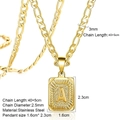 Collier avec pendentif lettre A-Z carrée en acier inoxydable plaqué or 18 carats - Lettre A / Or