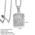 Silver stainless steel rectangular letter A pendant necklace with O-chain 45+5cm length - Initial A / Steel