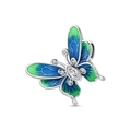 Detailansicht eines Schmetterlingsanhängers mit Emaille und Zirkonia in Silber-Optik - Traum Schmetterling Perle (PAC1881)