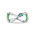 Infinity slangenbedel in zilver met groene edelstenen en fonkelende kristalaccenten - Retro Ziel Slang Kraal (PAC1499)