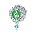 Vintage verzilverde slangenkraal met groen emaille voor DIY armbanden en kettingen sieraden - Geest Slang Schild Kraal (PAC1502)