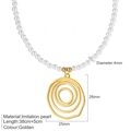 Collar de perlas de imitación con colgante espiral dorado estilo pájaro y serpiente - Colgante Círculo Irregular