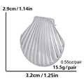 Orecchini a lobo a forma di conchiglia in acciaio argento, 3,2 cm per 2,9 cm - Color Acciaio - Conchiglia 1 Paio