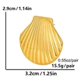 Orecchini a lobo a forma di conchiglia in acciaio inossidabile dorato larghi 3,2 cm - Oro - Conchiglia 1 Paio