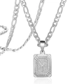 Collier avec pendentif carré lettre Y argenté et chaîne Figaro pour femme en acier - Lettre Y / Acier