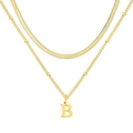 Collier superposé doré avec chaîne à chevrons, chaîne satellite et pendentif lettre B - Lettre B / Or