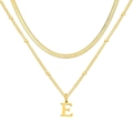 Ensemble collier double rang en acier inoxydable doré avec pendentif lettre E - Lettre E / Or