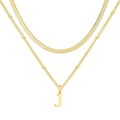 Collier superposé en acier doré avec chaîne serpent et pendentif lettre J - Lettre J / Or