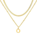 Collier superposé doré en acier inoxydable avec chaîne serpent et pendentif lettre O - Lettre O / Or