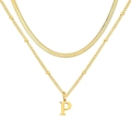 Collier multicouche doré avec chaîne serpent, chaîne perlée et pendentif lettre P - Lettre P / Or