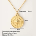 Collana con ciondolo a bussola in acciaio inossidabile dorato con incisioni N E S W - Stile Bussola d'Oro