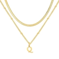 Collier double couche en acier doré avec chaîne serpent et pendentif lettre Q - Lettre Q / Or