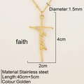 Collier croix faith en acier inoxydable doré avec chaîne réglable de 40+5cm pour femme - Foi