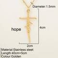 Collier avec pendentif croix en acier inoxydable doré et inscription hope religieuse - HOPE
