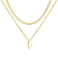 Collier double rang en acier inoxydable doré 18K avec pendentif lettre V et perles - Lettre V / Or