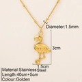 Collana con ciondolo a fenicottero in acciaio inossidabile dorato e catena - Stile Fenicottero Dorato