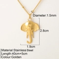 Collana con ciondolo a testa di elefante dorata in acciaio inox con catena a sfere - Stile Elefante Oro
