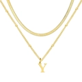 Collier doré à deux rangs avec chaîne serpent et pendentif en forme de lettre Y gravée - Lettre Y / Or