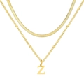 Ensemble collier doré double rang chaîne serpent et pendentif lettre initiale Z - Lettre Z / Or