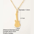 Collana in acciaio inossidabile dorato con pendente a chitarra elettrica e catena - Stile Chitarra Dorata