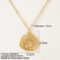 Collana dorata in acciaio inossidabile con ciondolo a rosa traforata e catena a sfere - Stile Rosa Svuotata Oro
