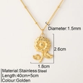 Collana con girasole dorato in acciaio inossidabile e catena a sfere 40+5cm - Stile Girasole Dorato