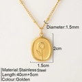 Collana in acciaio inossidabile dorato con ciondolo girasole e catena a sfere regolabile - Stile Girasole Ovale Oro