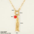 Bohemian gold stainless steel necklace with red heart and octopus charms, 40cm length - Squid (1857-G)