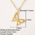 Collana a fiocco in acciaio inossidabile dorato con catena regolabile da 40cm e 5cm - Stile Farfalla Traforata Oro